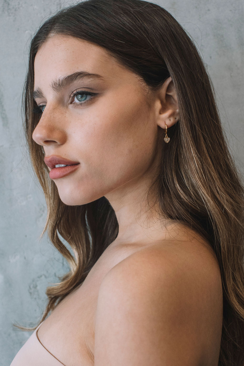 עגילי חישוק לב שר Princess K Jewelry