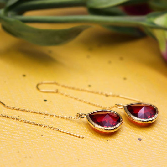 עגילי טיפה בורדו דונה Princess K Jewelry