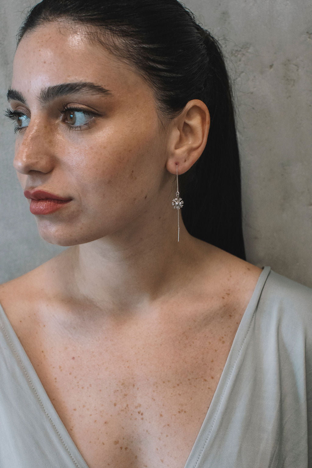 עגילי שרשרת כסף מדוזה Princess K Jewelry
