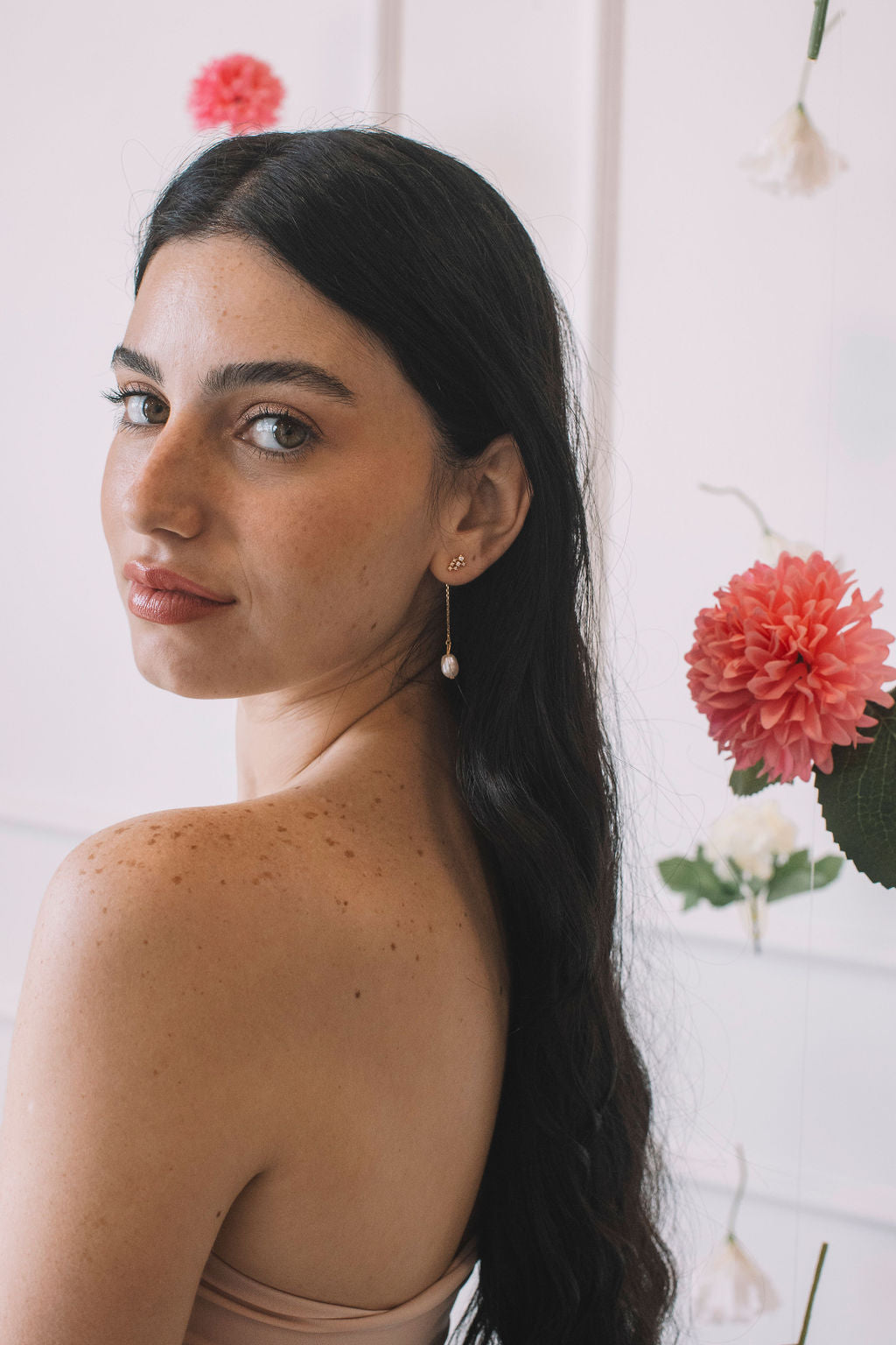 עגילי פנינה זהב אדריאנה Princess K Jewelry