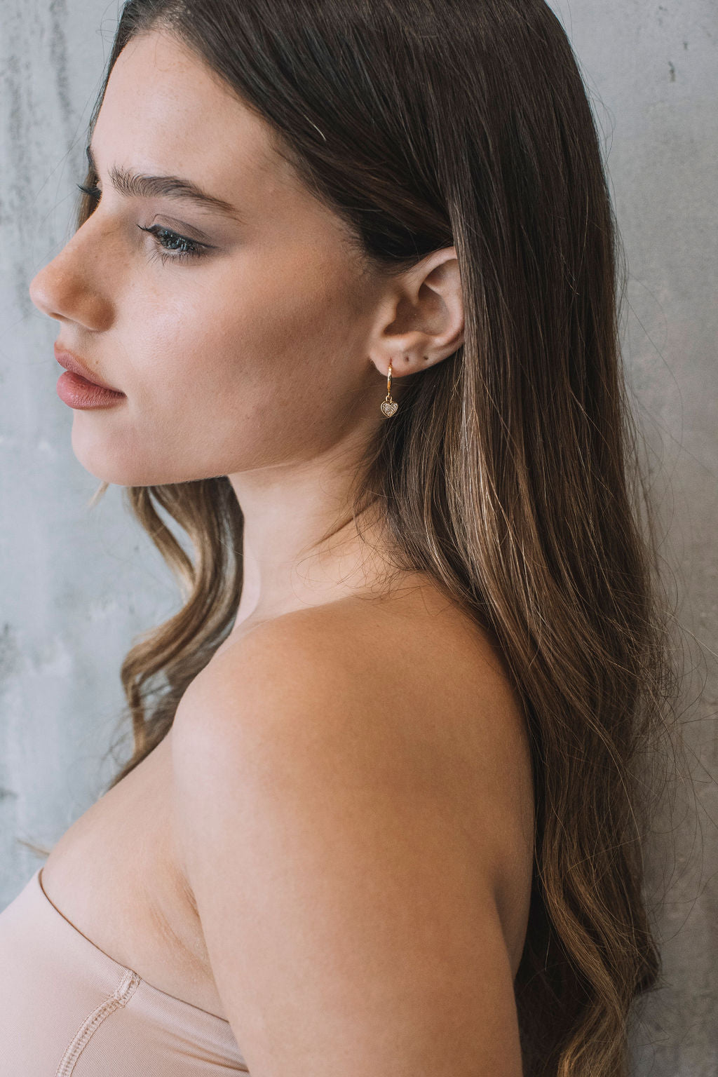 עגילי חישוק לב שר Princess K Jewelry