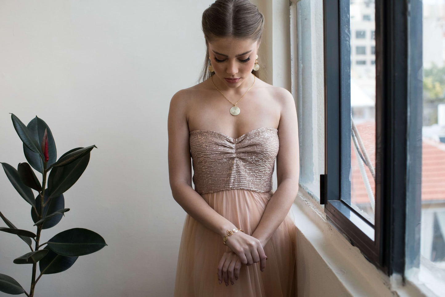 שרשרת מטבע זהב פני Princess K Jewelry