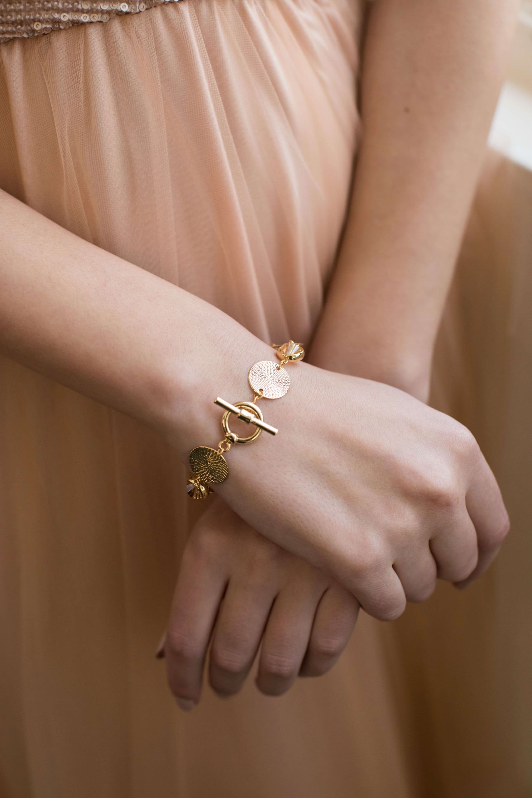 צמיד מטבעות זהב פני Princess K Jewelry