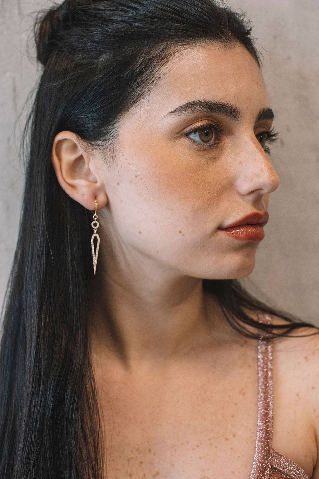 עגילי זהב פגי Princess K Jewelry