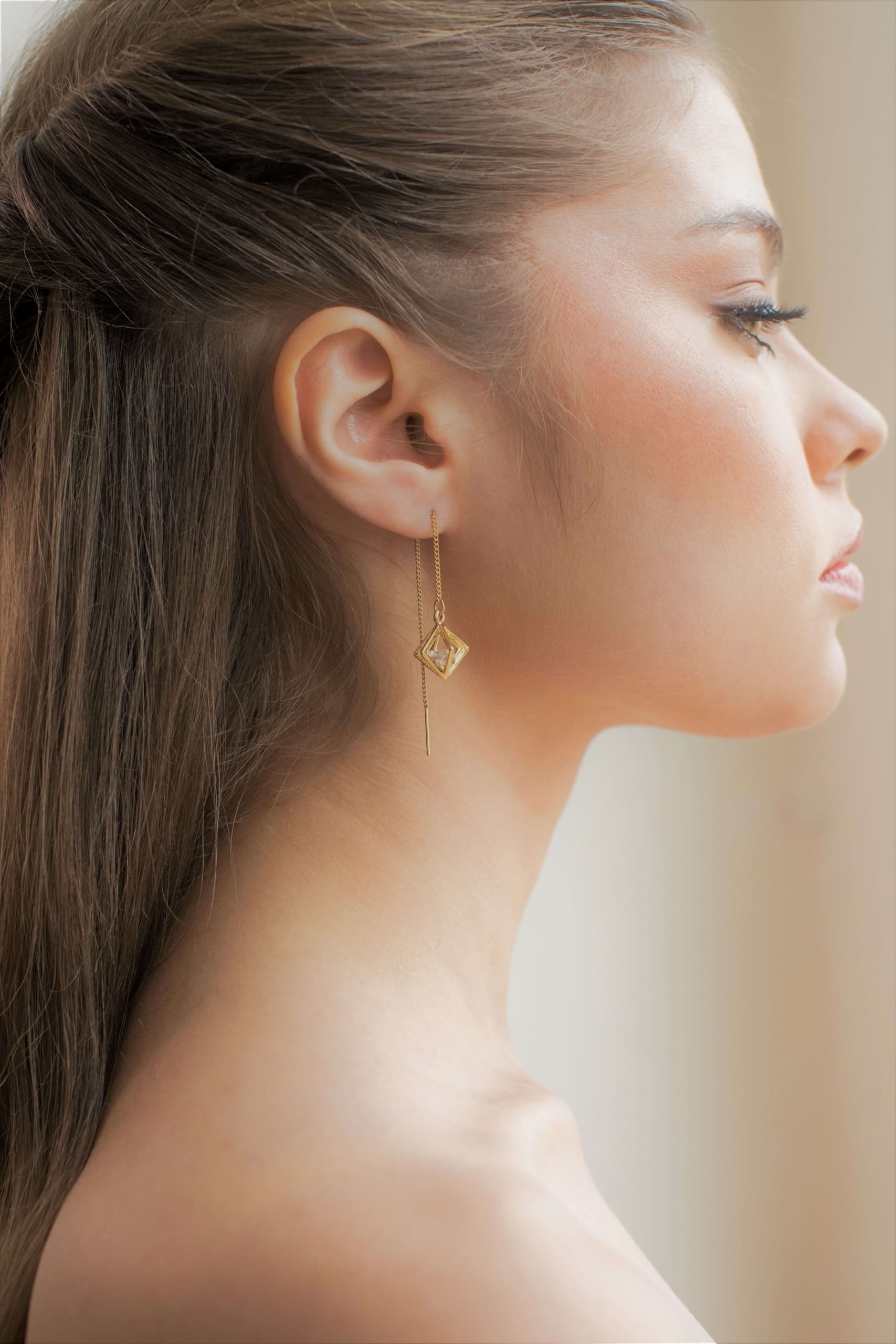 עגילי שרשרת זהב מרגו Princess K Jewelry