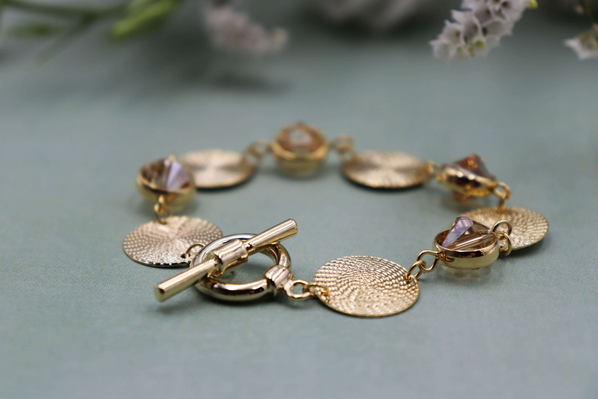 צמיד מטבעות זהב פני Princess K Jewelry
