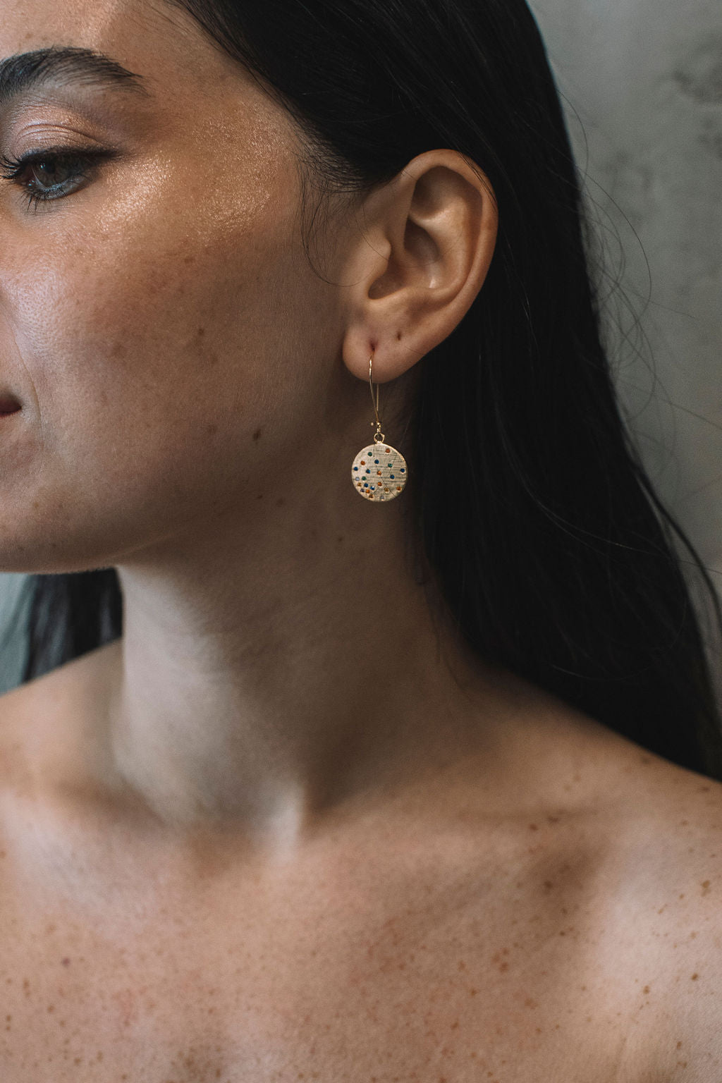 עגילי זהב קונפטי Princess K Jewelry