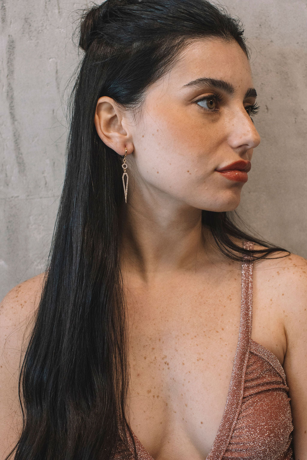 עגילי זהב פגי Princess K Jewelry