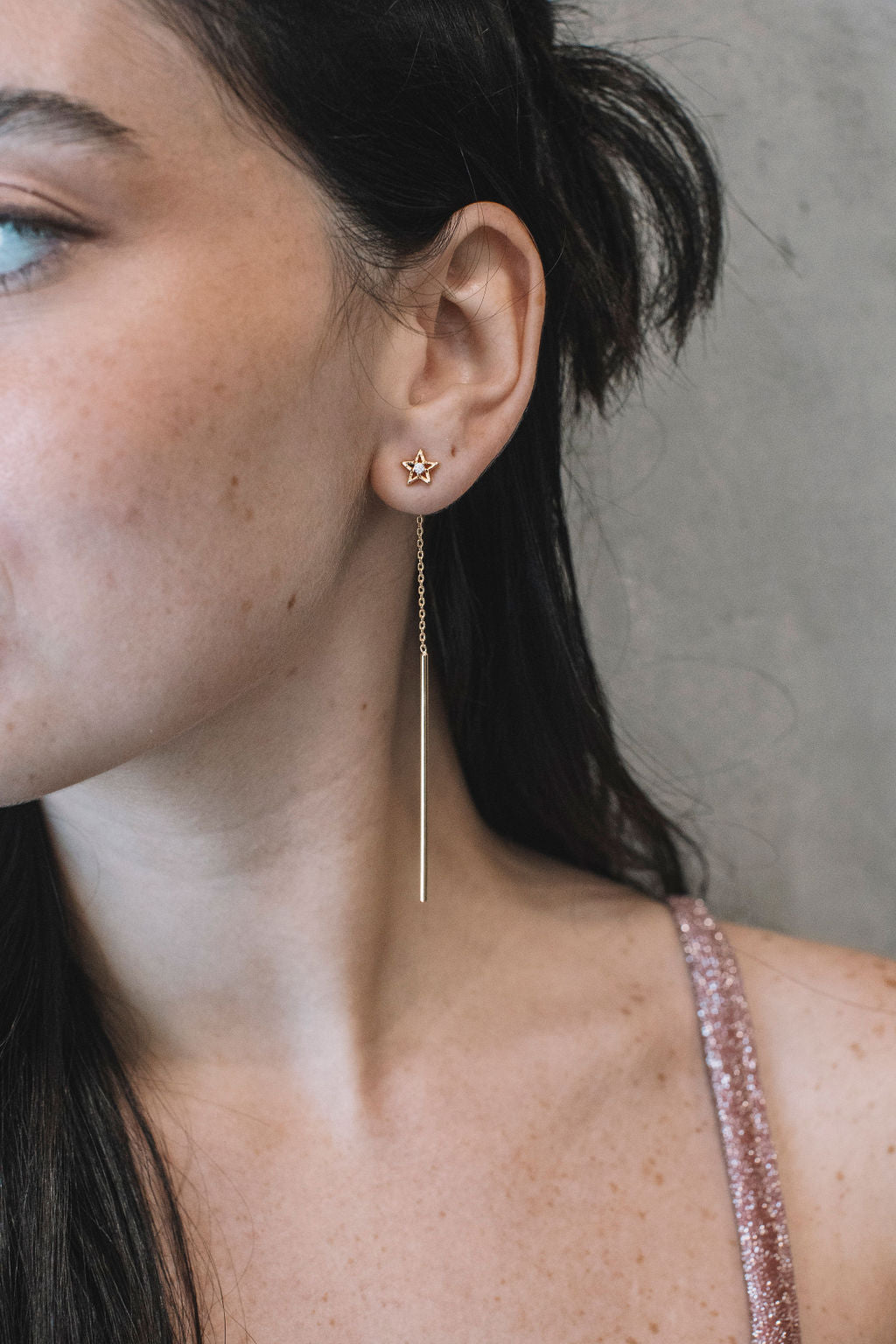 עגילי כוכב זהב פמלה Princess K Jewelry