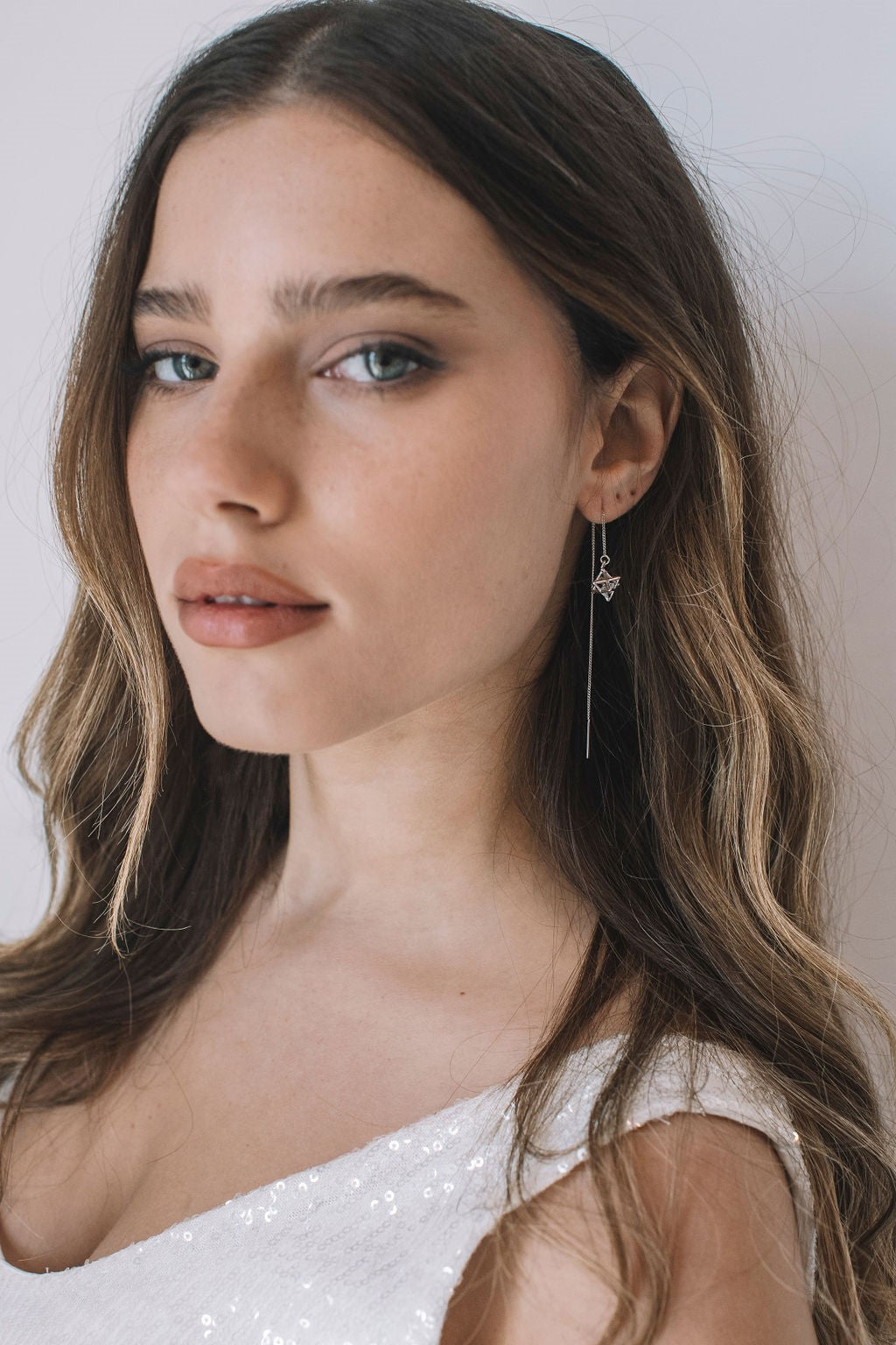 עגילי חוט כסף מגן דוד Princess K Jewelry