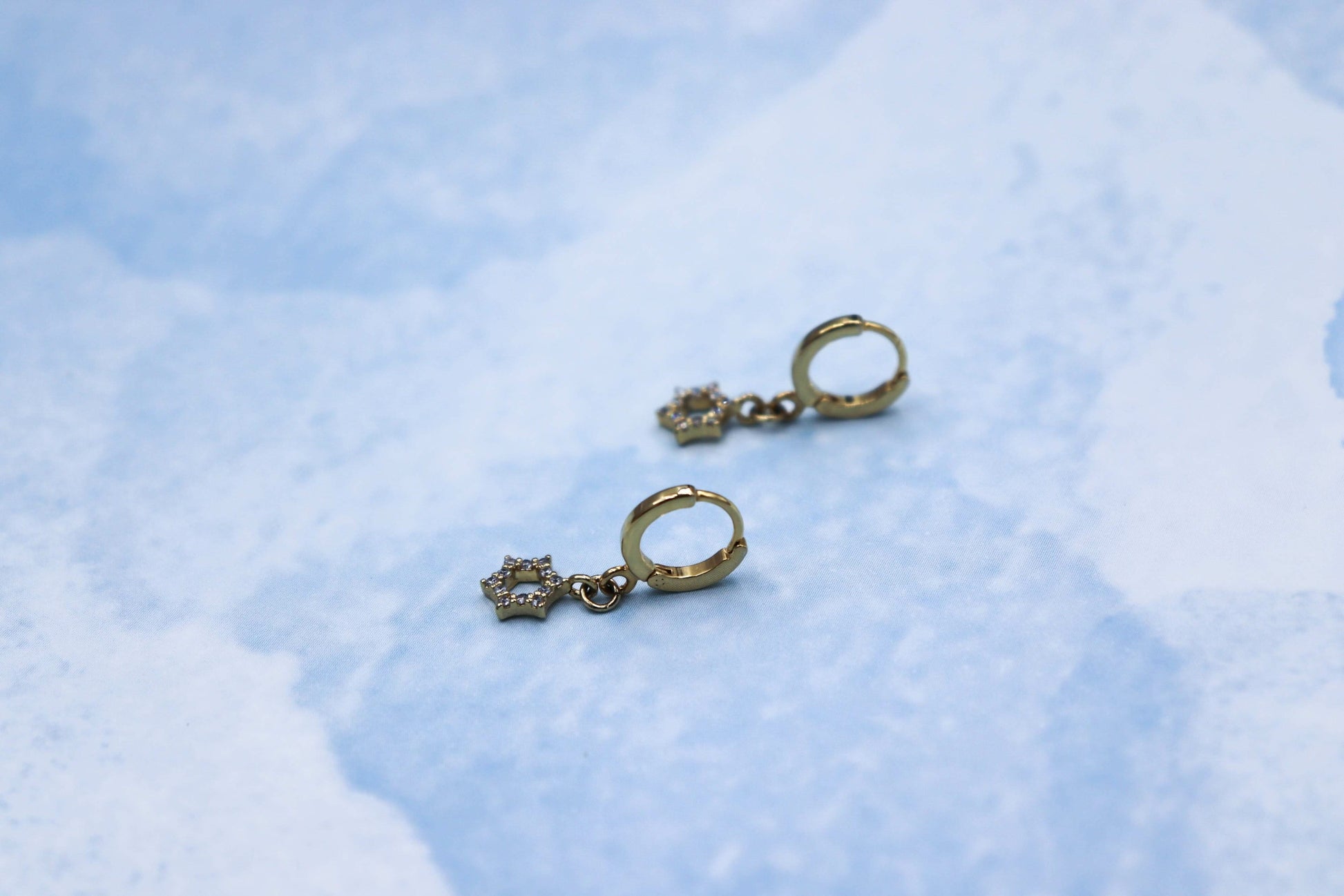 עגילי חישוק מגן דוד זהב פטריוט Princess K Jewelry