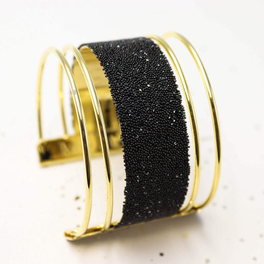 צמיד זהב עבה קוויאר Princess K Jewelry