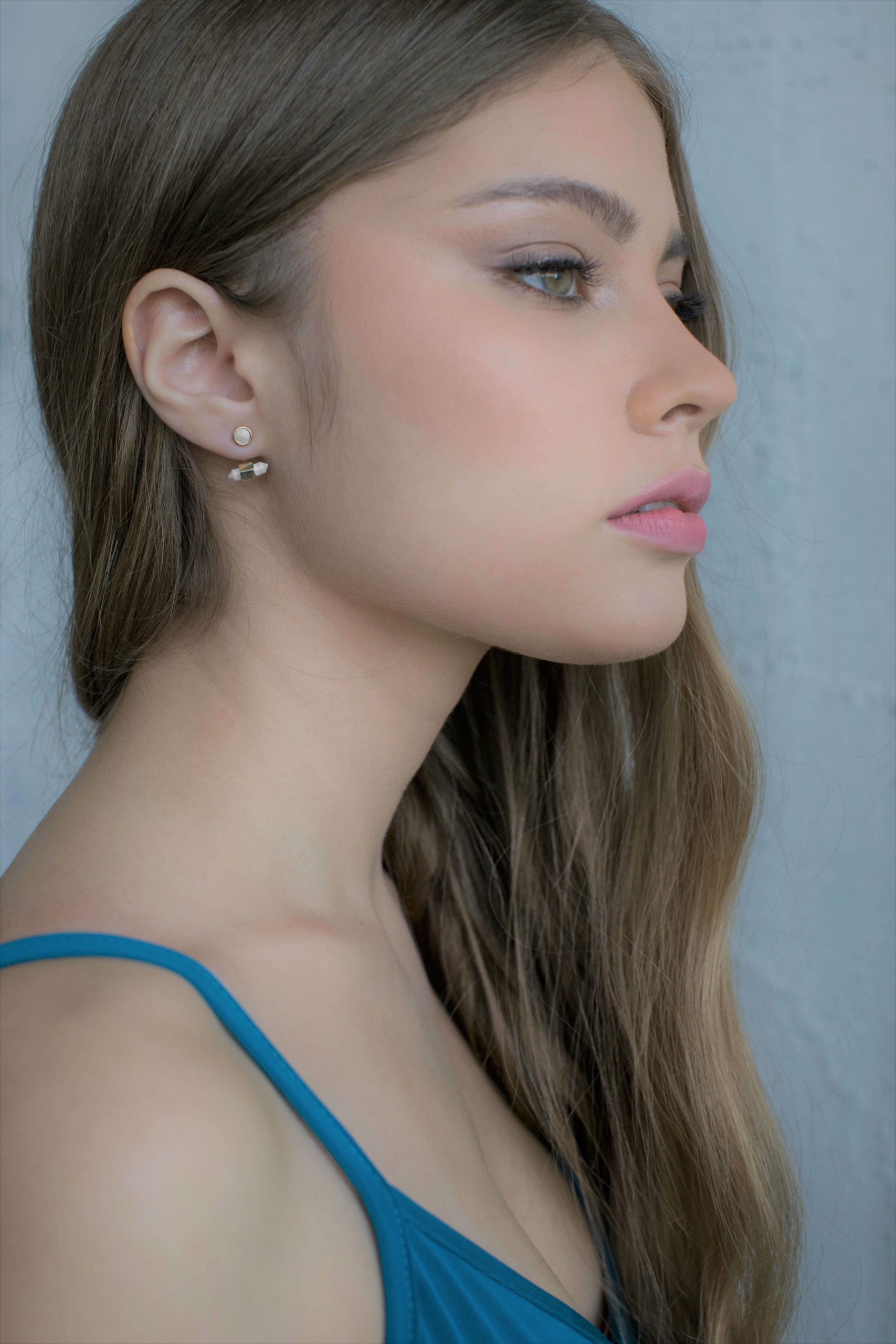 עגילי זהב גיאומטריים ג'קי Princess K Jewelry