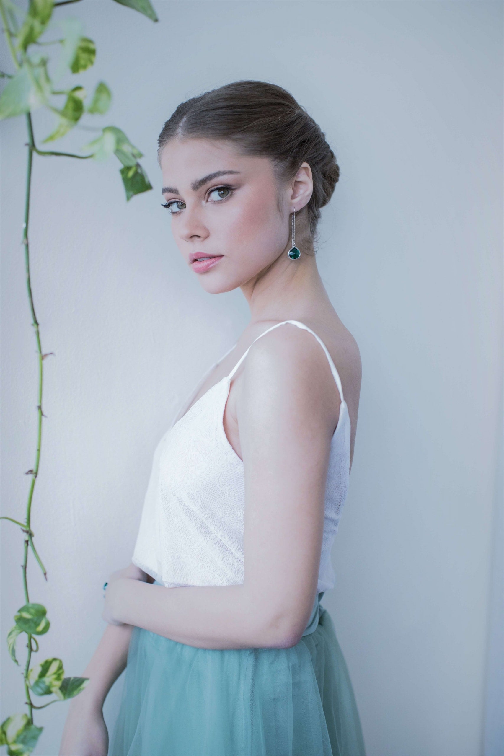 עגילי טיפה ירוקים אריאל Princess K Jewelry