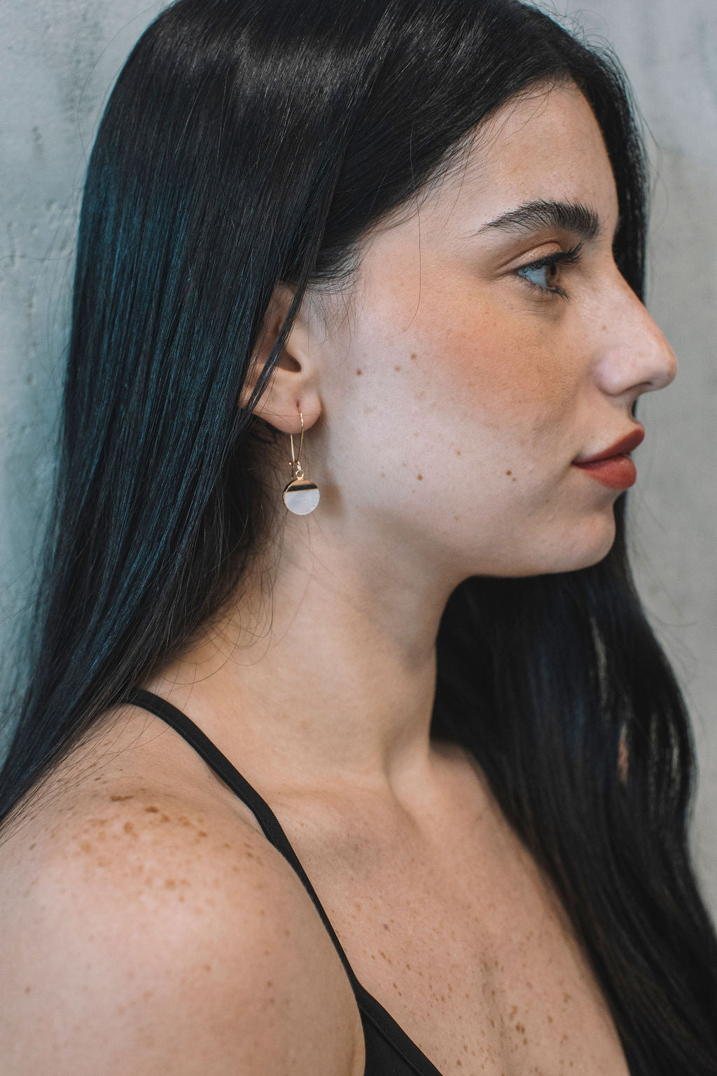 עגילי זהב פנינה אקווה Princess K Jewelry