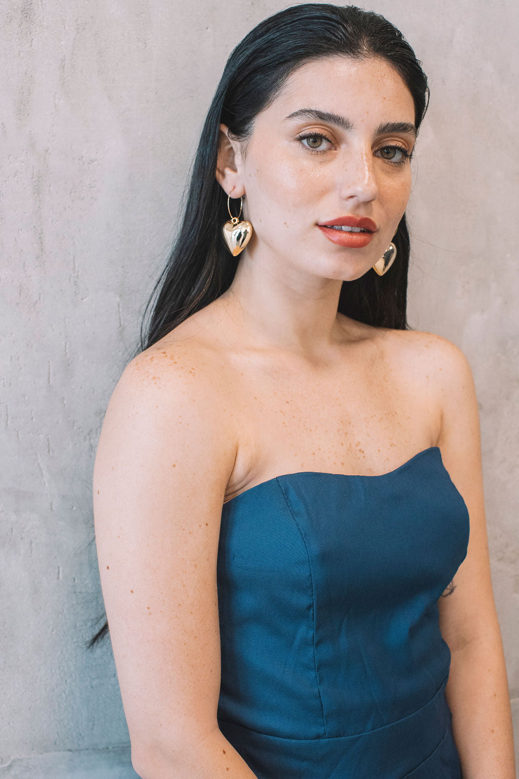 עגילי חישוק לב זהב אקסטרה לאב Princess K Jewelry
