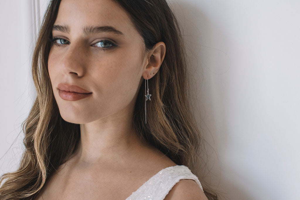 עגילי שרשרת כסף קרוליין Princess K Jewelry