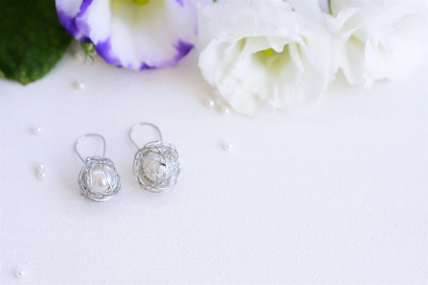 עגילי פנינה כסף בירדי Princess K Jewelry
