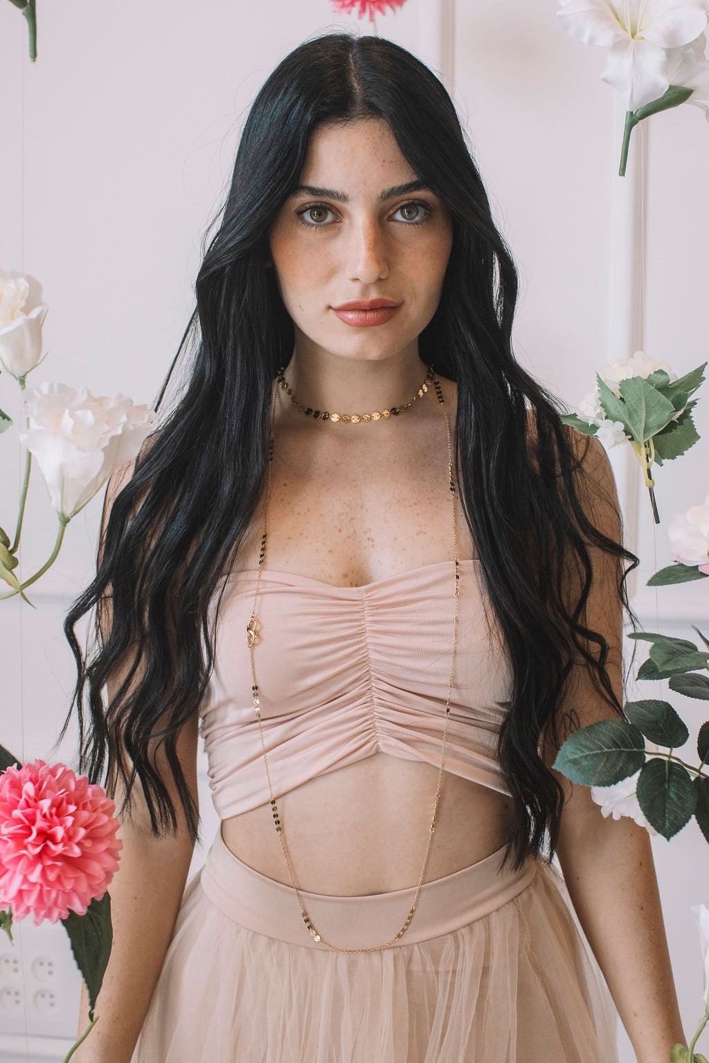 שרשרת צ'וקר זהב סיקווין Princess K Jewelry