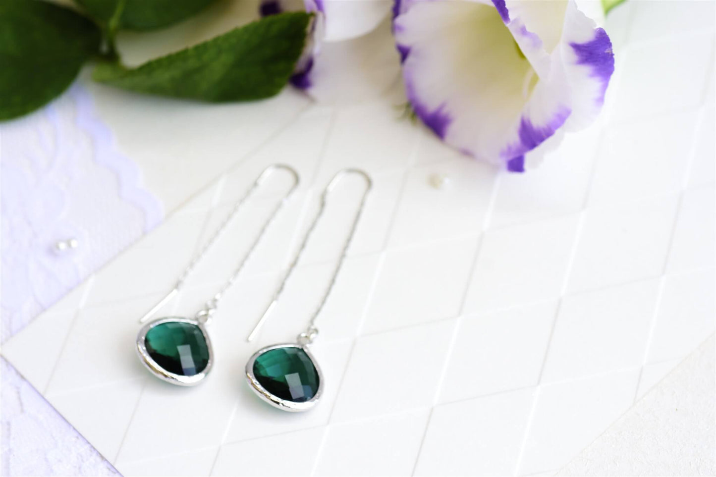 עגילי טיפה ירוקים אריאל Princess K Jewelry