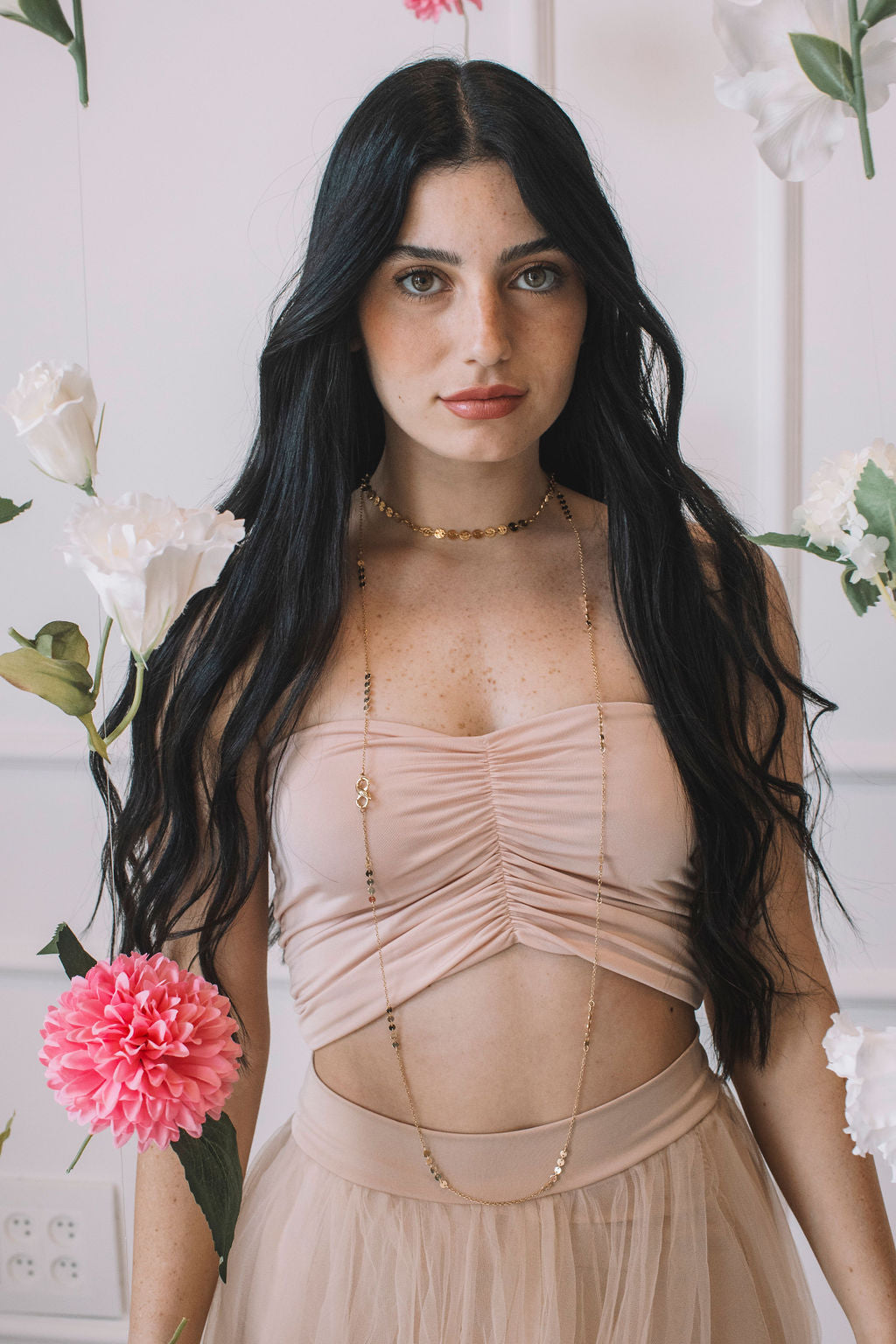 שרשרת צ'וקר זהב סיקווין Princess K Jewelry