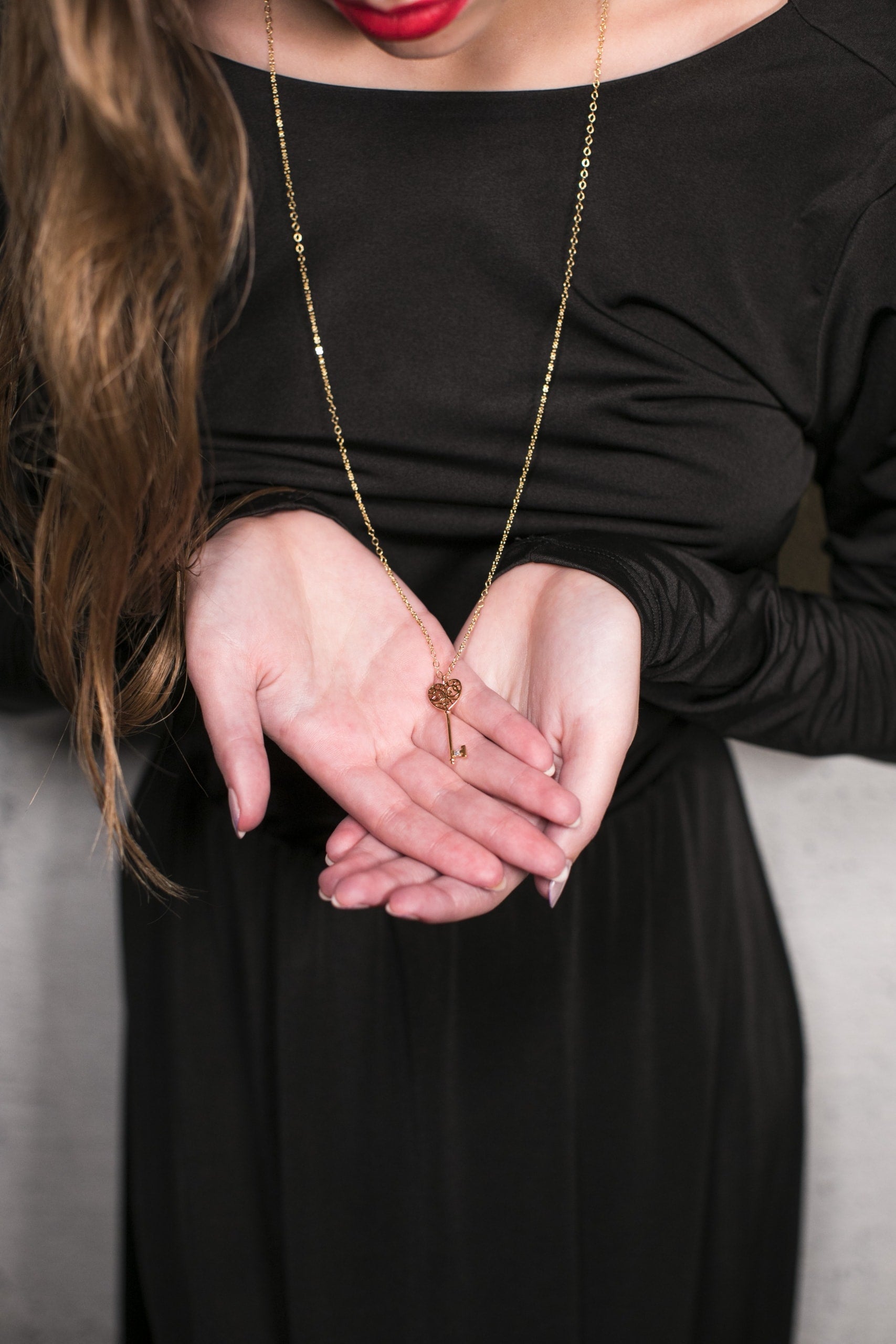 שרשרת מפתח לב זהב קווין Princess K Jewelry