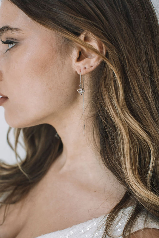 עגילי חוט כסף מגן דוד Princess K Jewelry