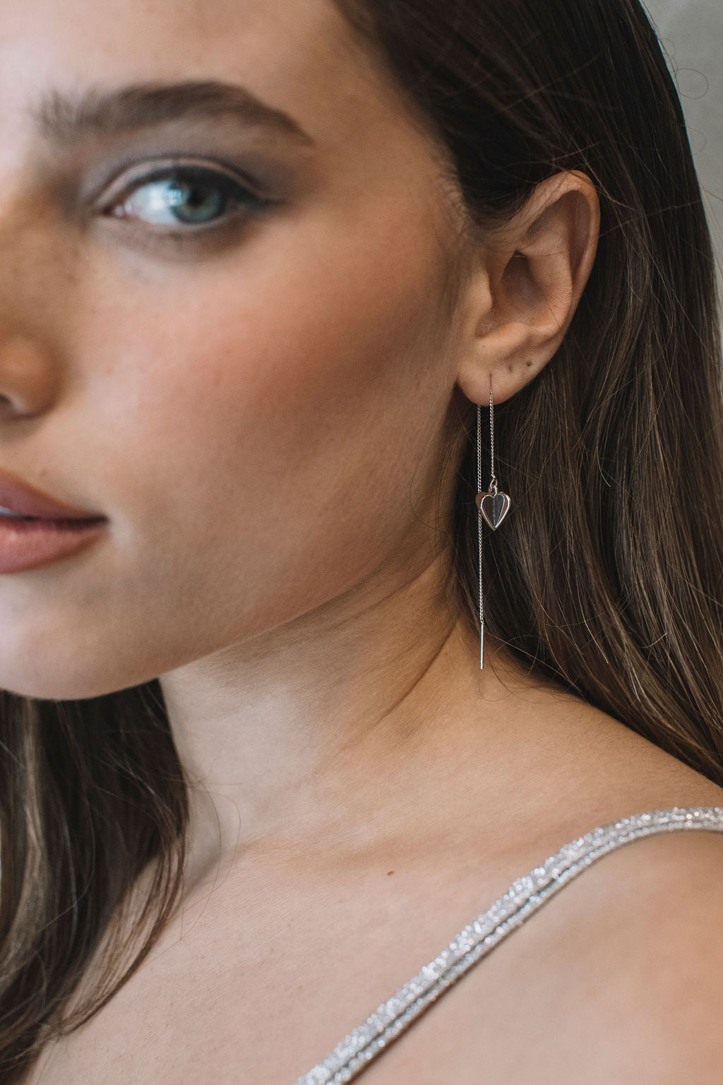 עגילי שרשרת לב אמילי Princess K Jewelry