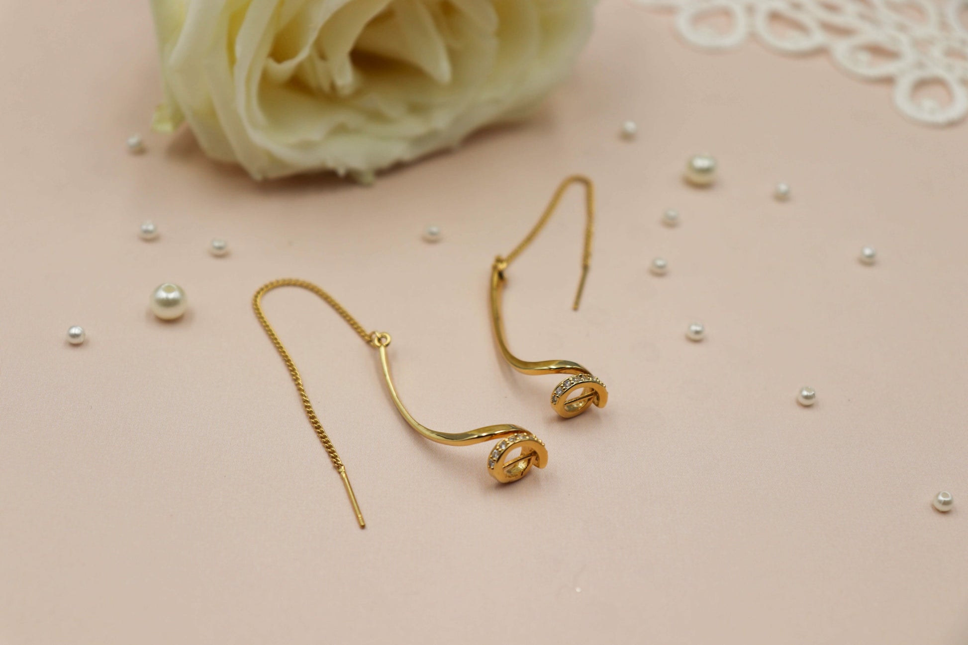 עגילי שרשרת זהב איזבל Princess K Jewelry
