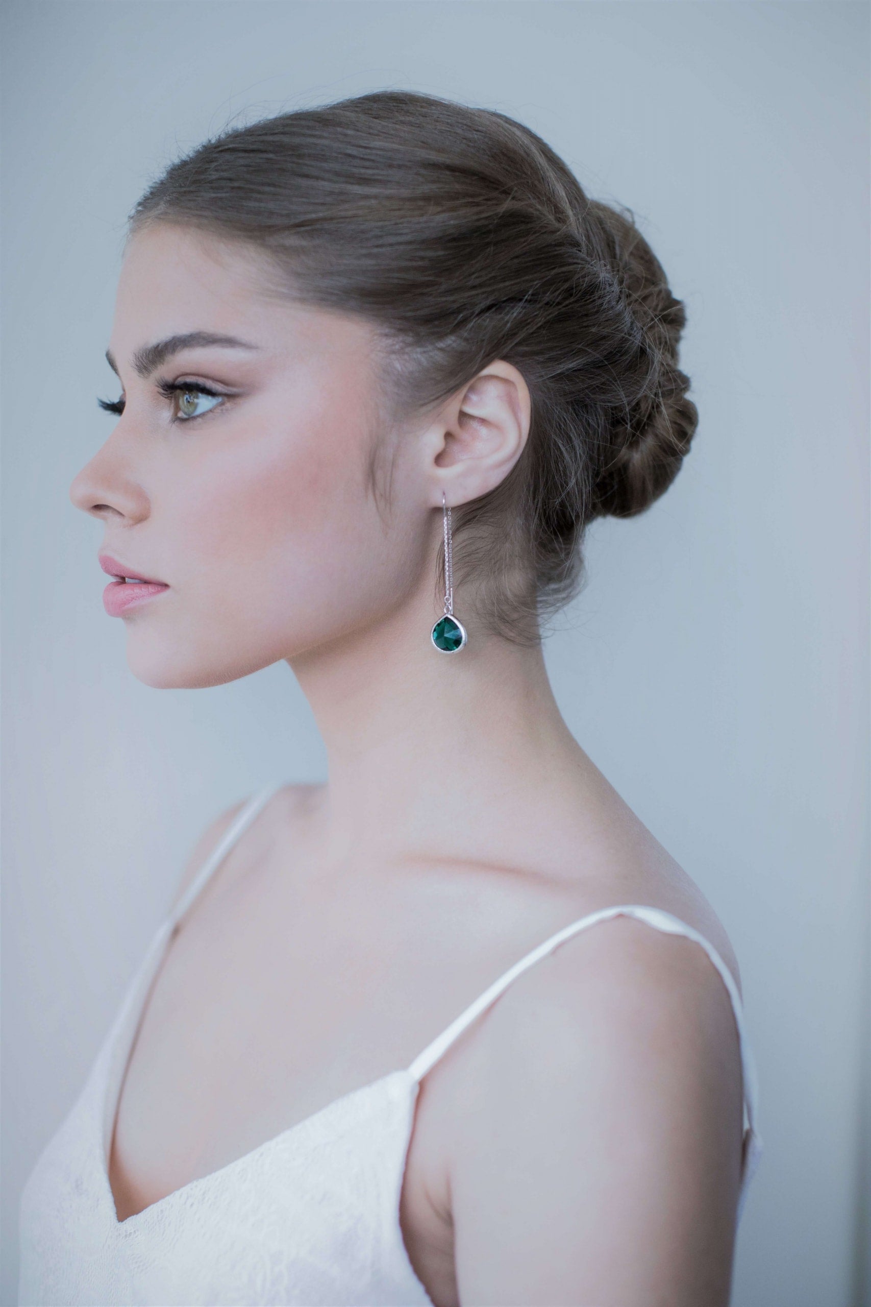 עגילי טיפה ירוקים אריאל Princess K Jewelry