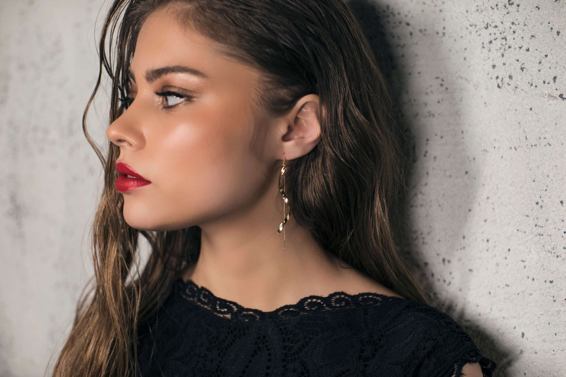 עגילי ספירלה זהב סווירל Princess K Jewelry