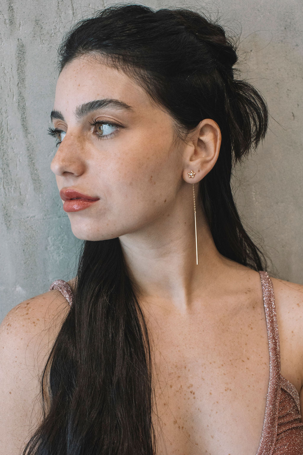 עגילי כוכב זהב פמלה Princess K Jewelry