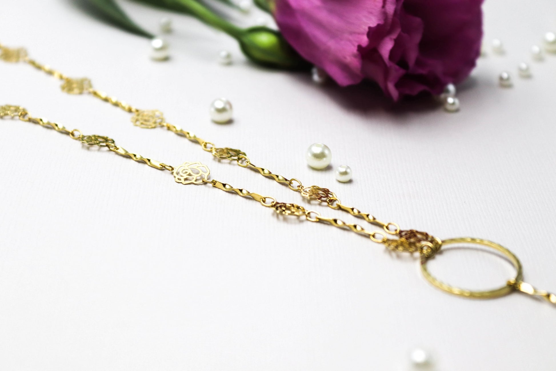 שרשרת פרחים זהב בל Princess K Jewelry