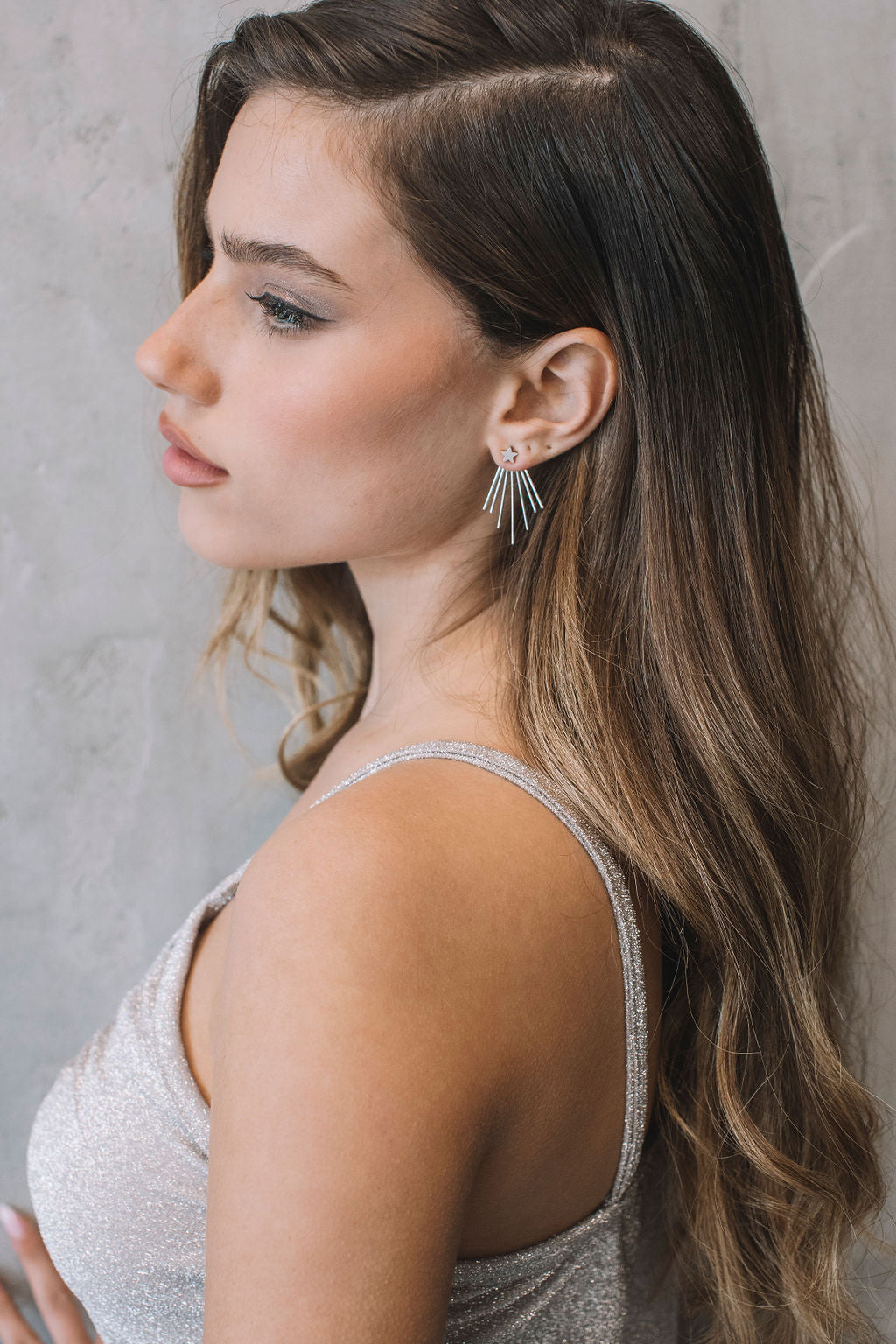 עגילי כוכב כסף גלאם קווין Princess K Jewelry