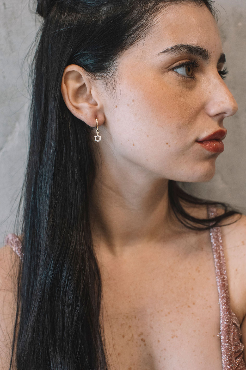 עגילי חישוק מגן דוד זהב פטריוט Princess K Jewelry