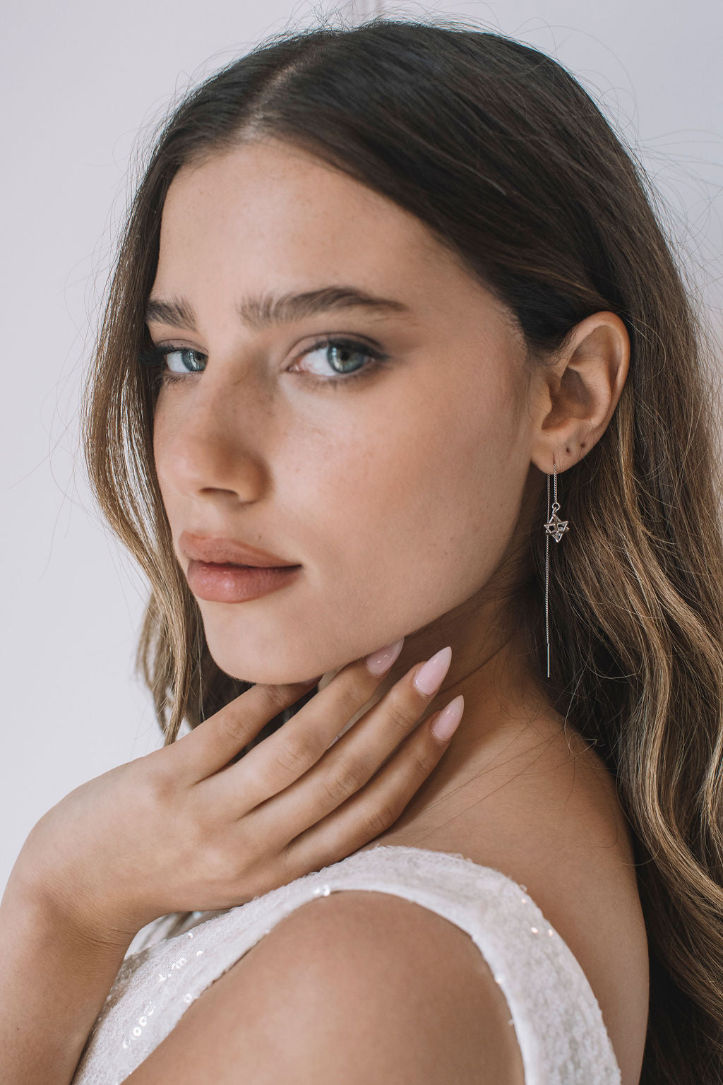 עגילי חוט כסף מגן דוד Princess K Jewelry