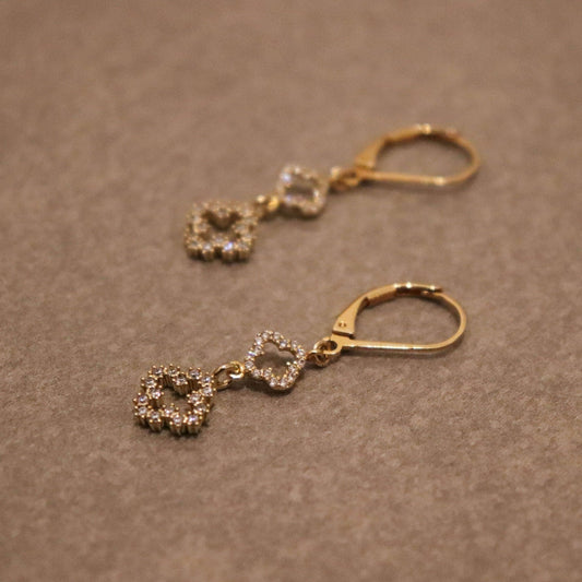 עגילי תלתן זהב סופיה Princess K Jewelry