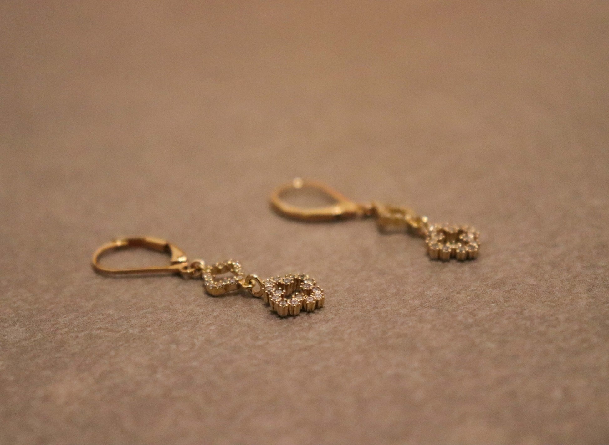 עגילי תלתן זהב סופיה Princess K Jewelry