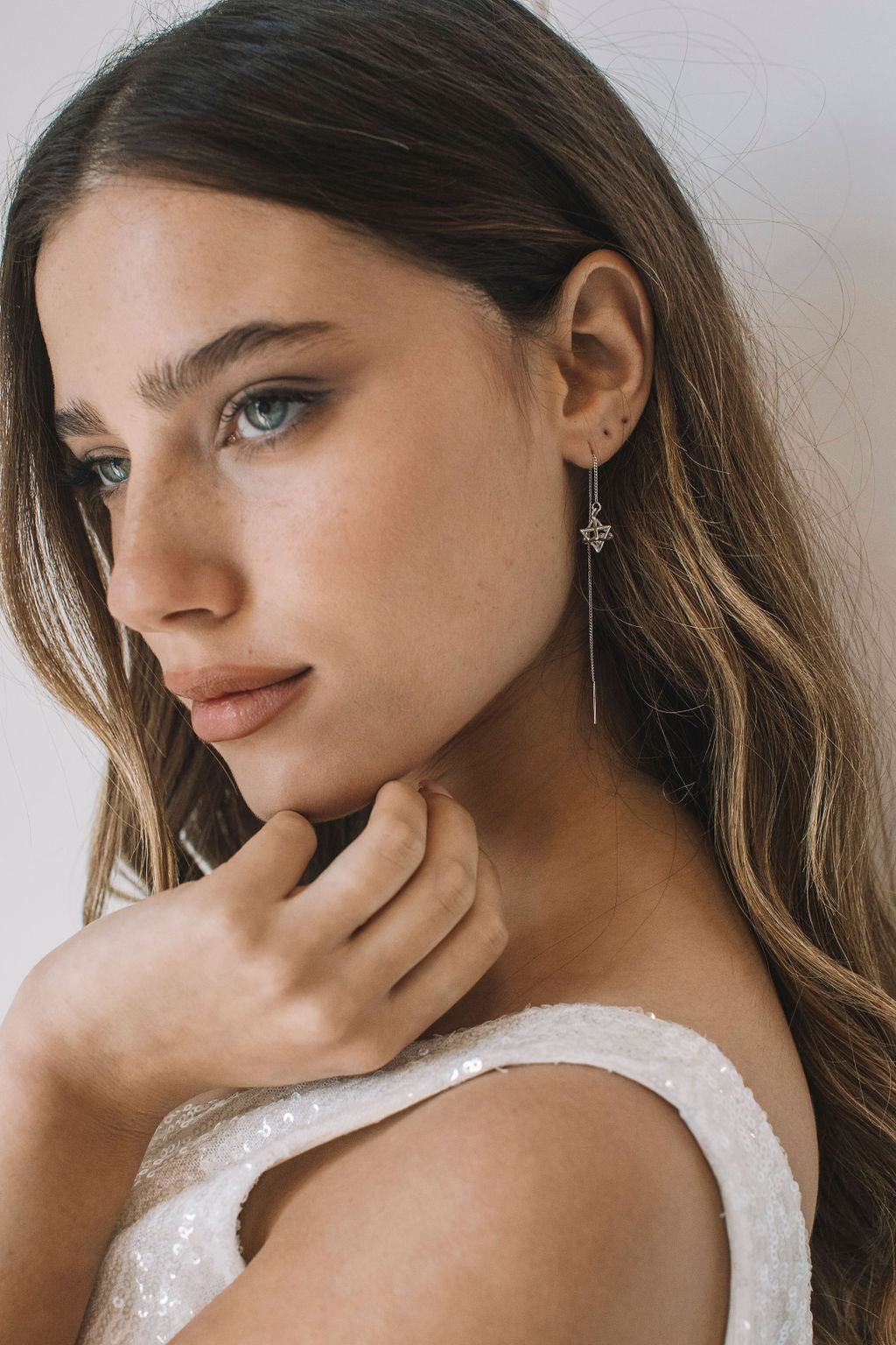 עגילי חוט כסף מגן דוד Princess K Jewelry