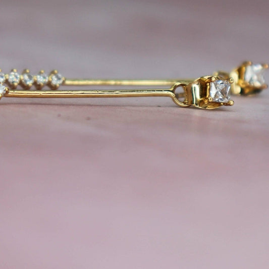 עגילי זהב וזירקונים דיימונד קארד Princess K Jewelry