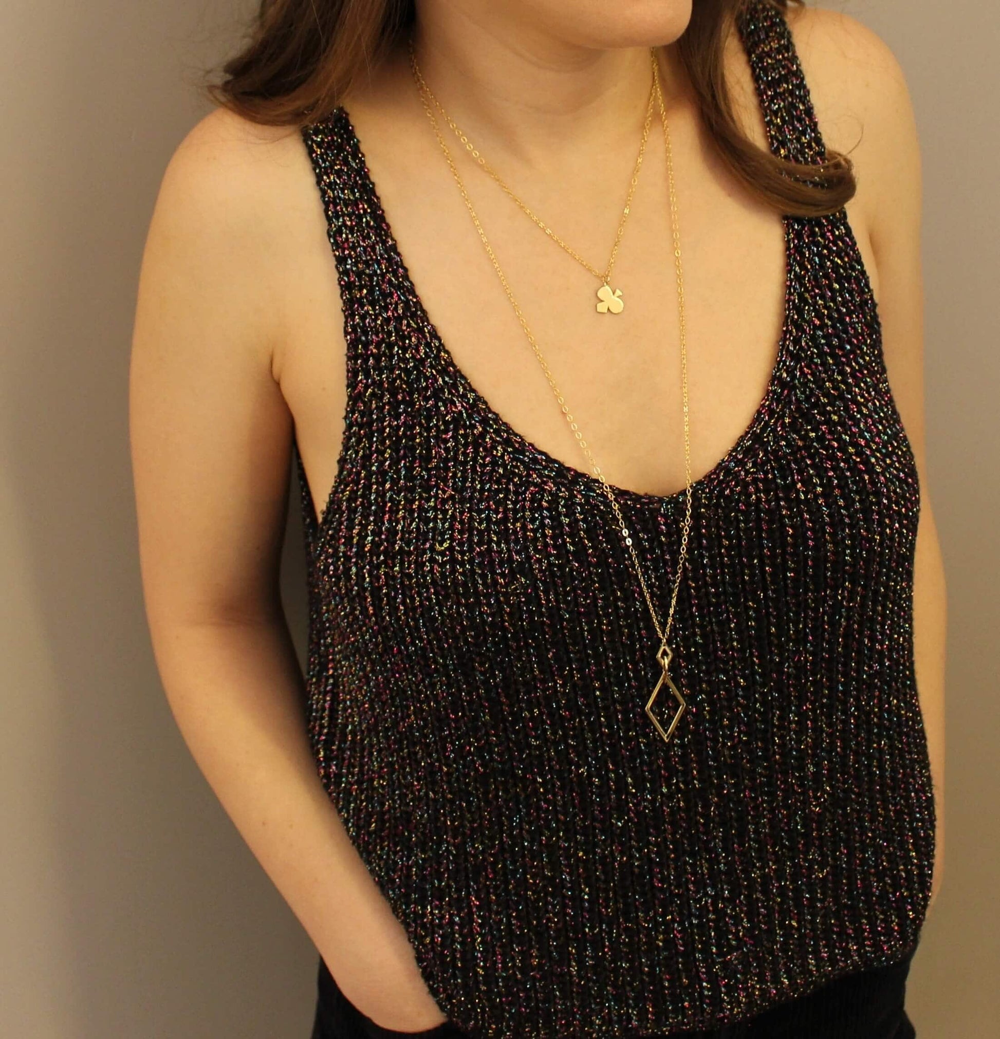 שרשרת זהב קלאב דיימונד Princess K Jewelry