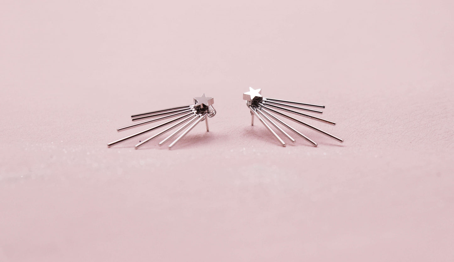עגילי כוכב כסף גלאם קווין Princess K Jewelry
