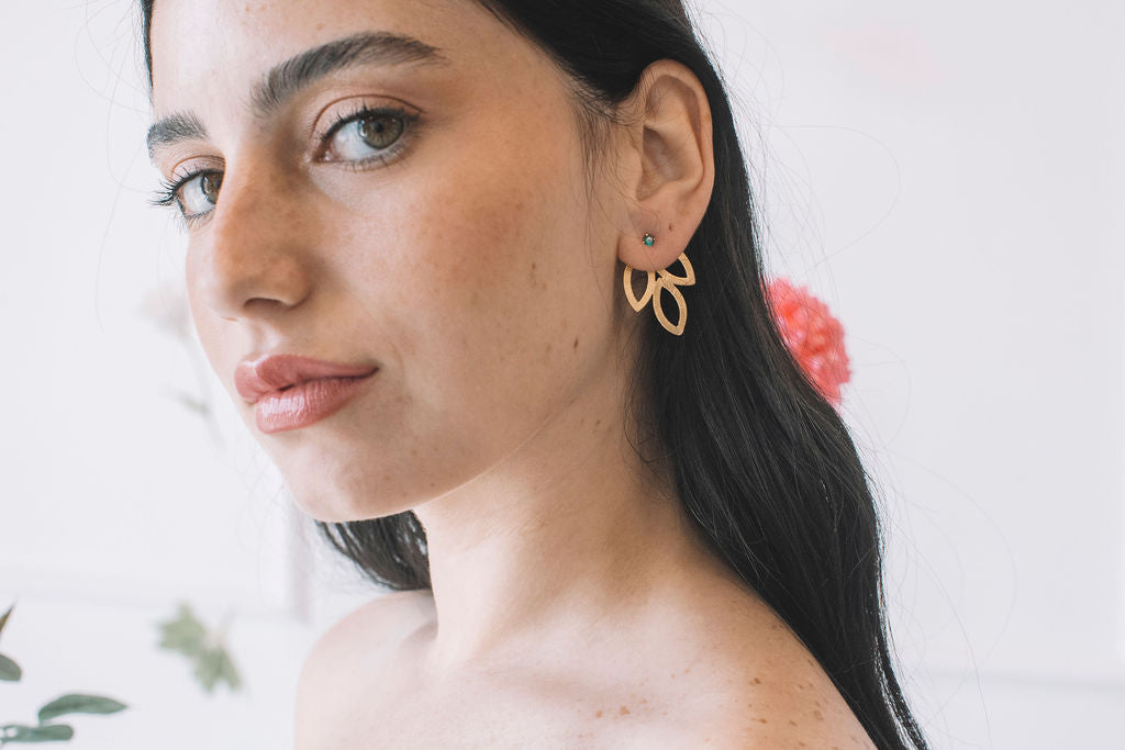 עגילי עלה זהב ג'ודי Princess K Jewelry