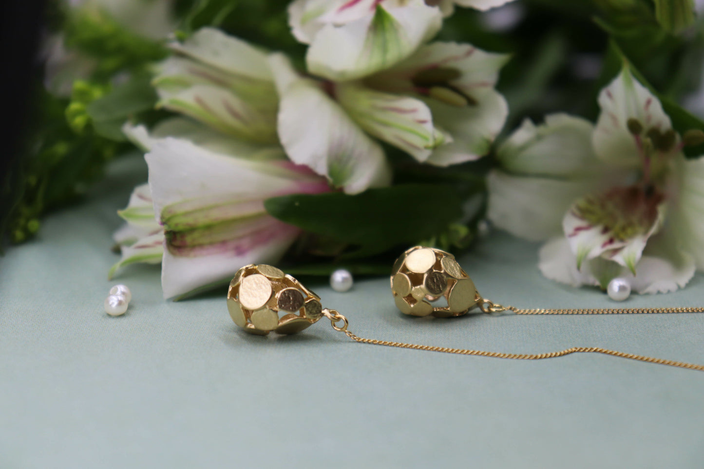 עגילי שרשרת טיפה זהב קיארה Princess K Jewelry