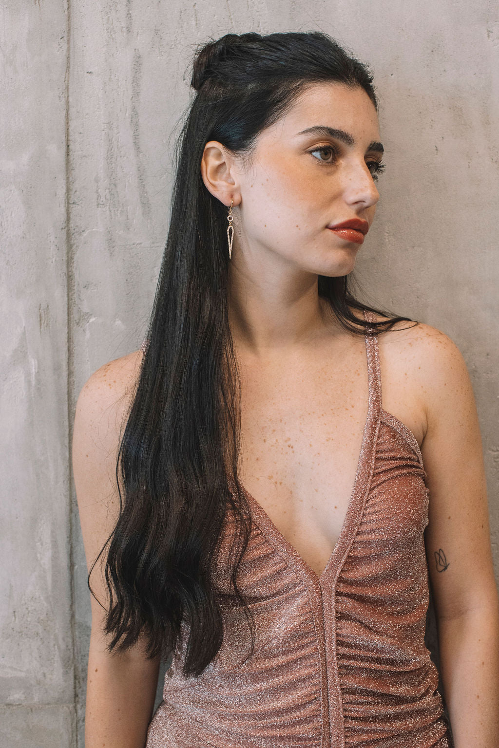 עגילי זהב פגי Princess K Jewelry