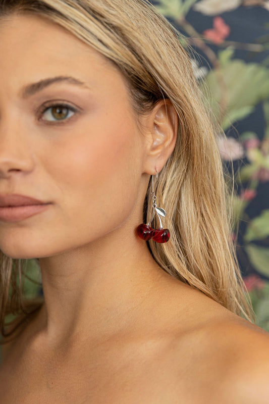 עגילי דובדבן כסף ביג שרי