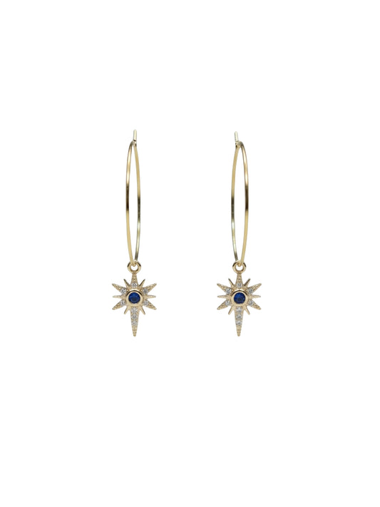 עגילי חישוק בשילוב תליון כוכב ג'ואן