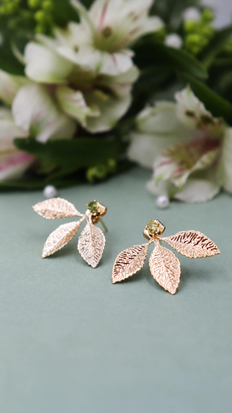 עגילי עלה זהב לארה Princess K Jewelry